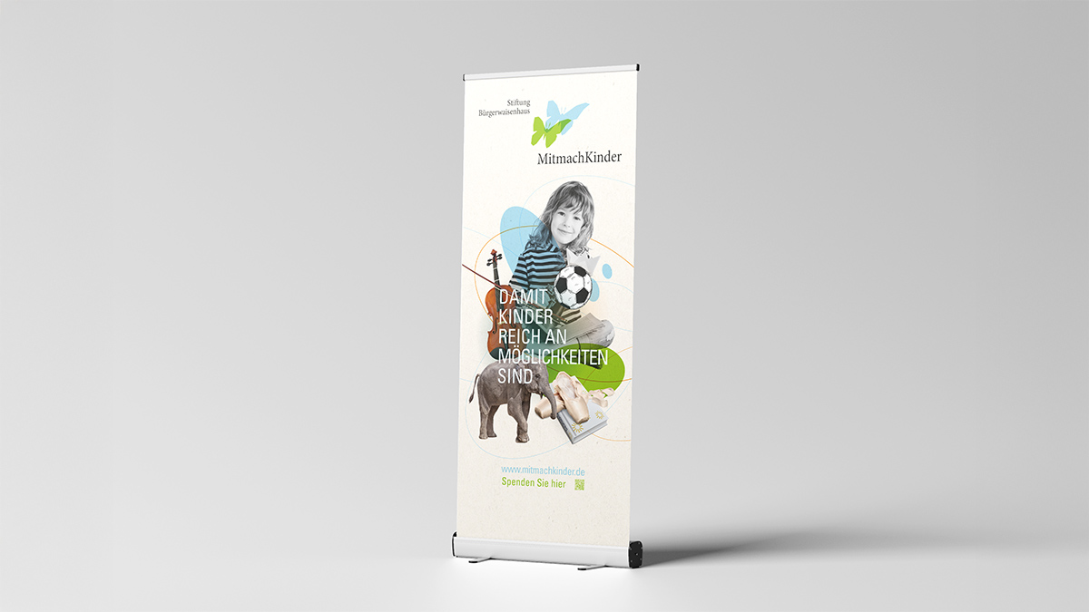 X und Y Design Kommunale Stiftungen Stiftung Mitmachkinder Roll-Up