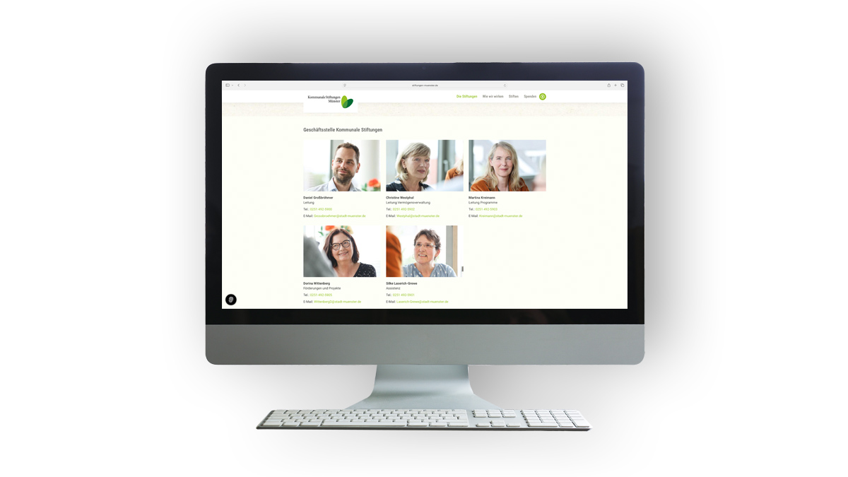 X und Y Design Kommunale Stiftungen Website