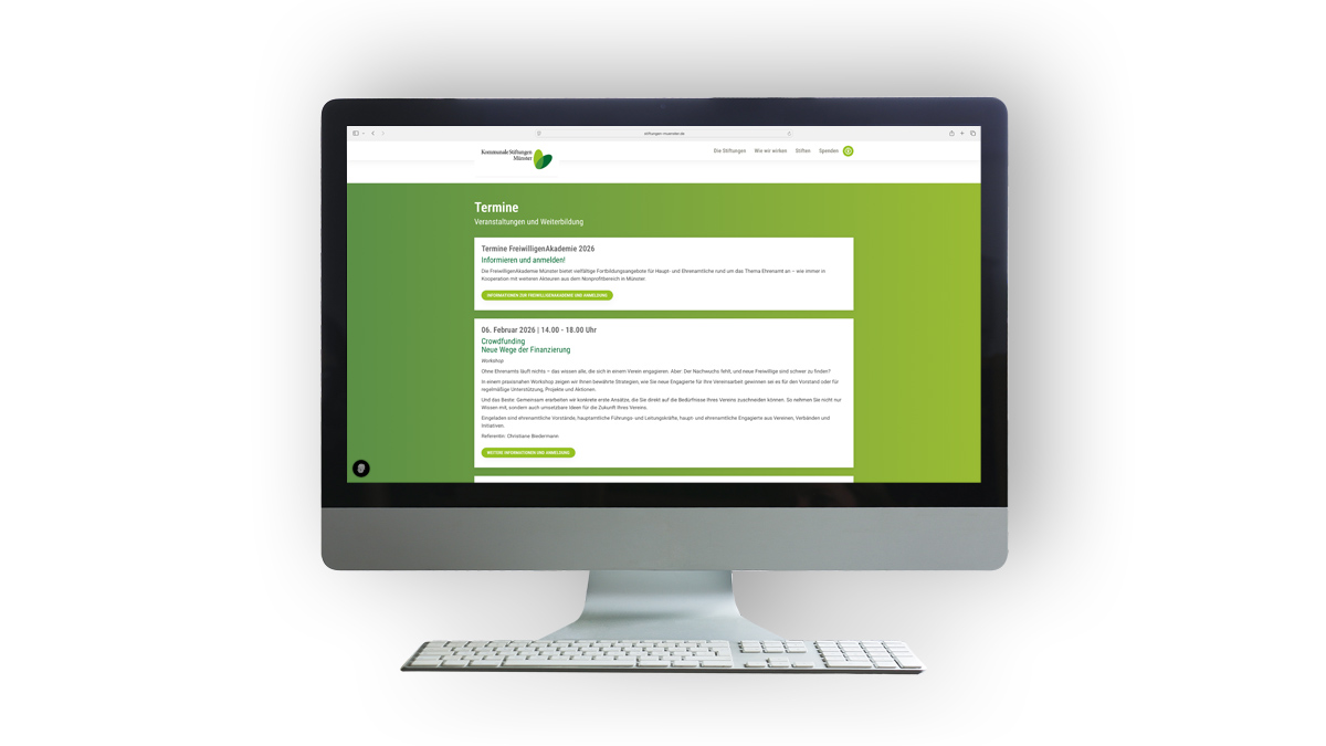 X und Y Design Kommunale Stiftungen Website